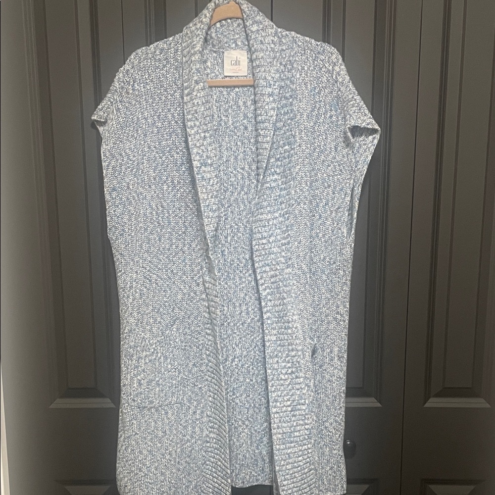 CAbi Marled Blue and White Knit Cardigan
